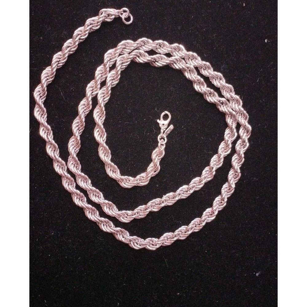 Vintage Monet silver tone Twisted Solid‎ chain Necklace Signed 22"